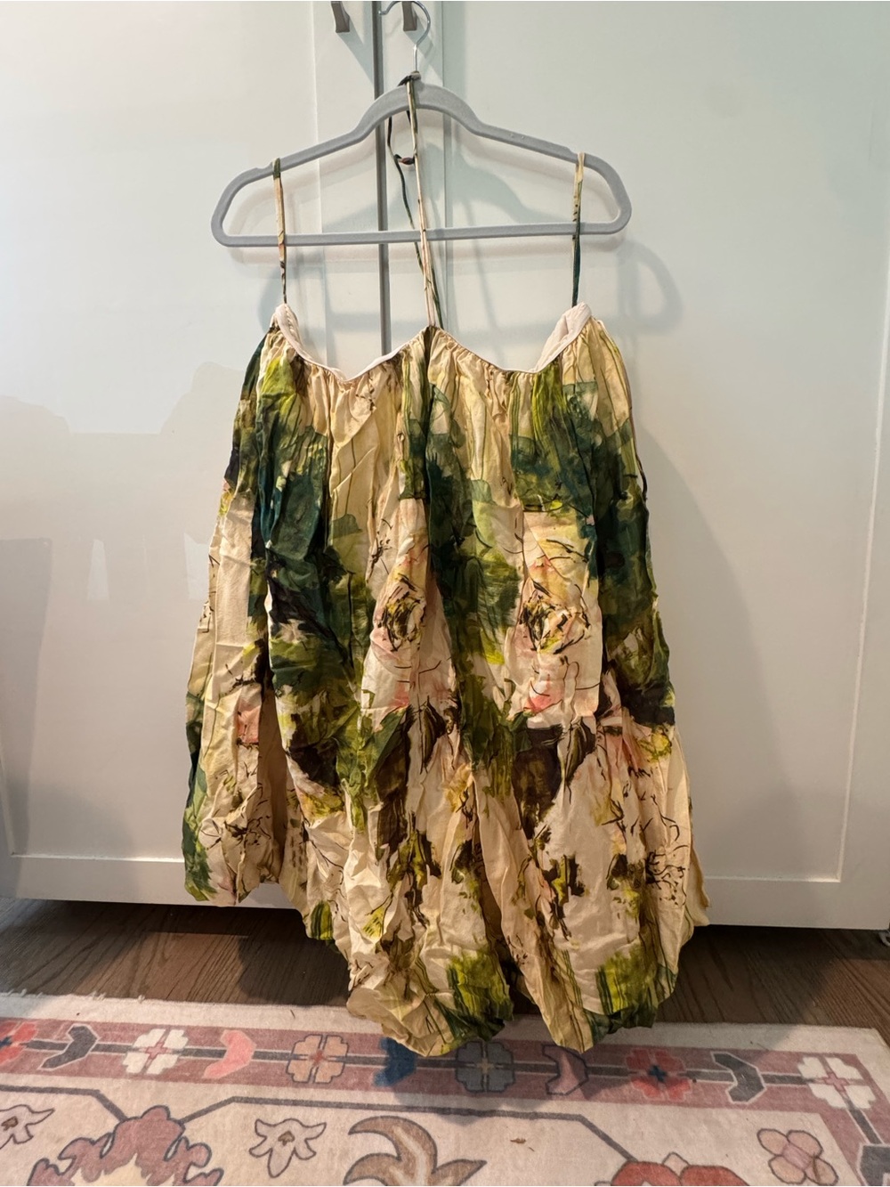 Floral Green and Cream A-Line bubble dress